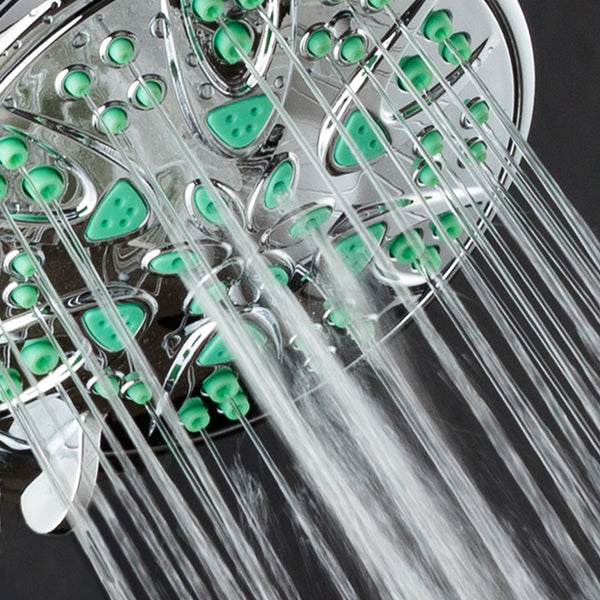 AquaDance® 5512 Antimicrobial/Anti-Clog High-Pressure 6-Setting Hand Microban Nozzle Protection from Growth of Mold, Mildew & Bacteria for Stronger Shower 3 Jet Color Choices, 4" Aqua Green