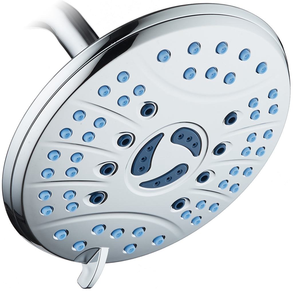 AquaCare AS-SEEN-ON-TV High-Pressure 6-setting 7-inch Rainfall Shower Head with GermShield Antimicrobial Anti-Clog Nozzles for Cleaner, More Powerful Shower! Top American Brand / All Chrome Finish