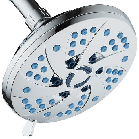 AquaCare AS-SEEN-ON-TV High-Pressure Spiral 6-mode 6-inch Rain Shower Head with GermShield Antimicrobial Anti-Clog Nozzles for Cleaner, More Powerful Shower! Top American Brand / All Chrome Finish