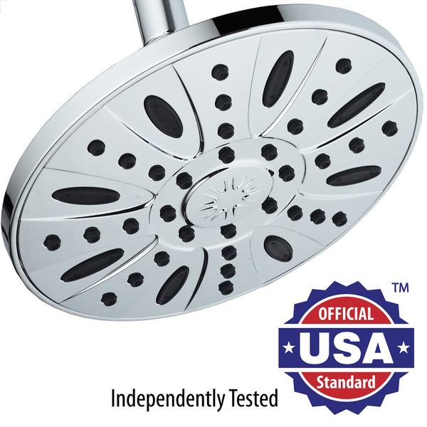 AquaDance® 3370 Chrome Finish 28'' Drill-Free Stainless Steel Slide Bar Combo with 7'' Rain Showerhead, 6-setting Hand Shower and Revolutionary Low-Reach 3-way Diverter For Easy Reach. Dual Shower Head Spa System