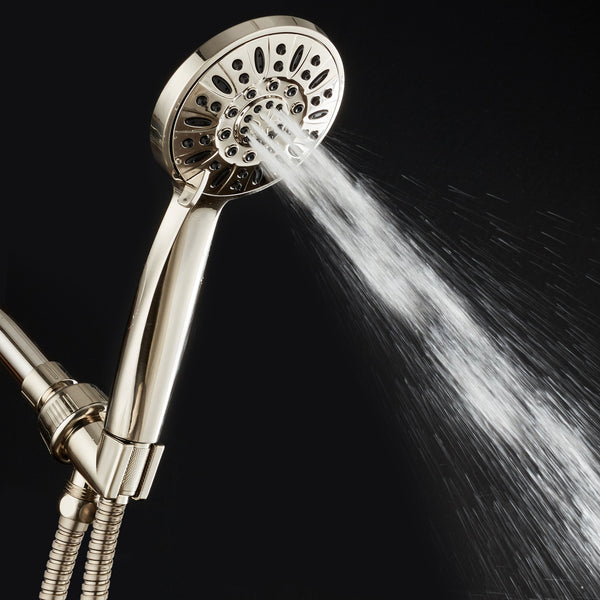AquaDance® 7216 High Pressure 6-Setting Full Brushed Nickel 4" Handheld Shower with Hose for the Ultimate Shower Experience! Officially Independently Tested to Meet Strict US Quality & Performance Standards
