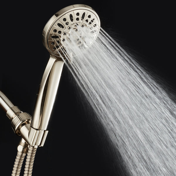 AquaDance® 7216 High Pressure 6-Setting Full Brushed Nickel 4" Handheld Shower with Hose for the Ultimate Shower Experience! Officially Independently Tested to Meet Strict US Quality & Performance Standards