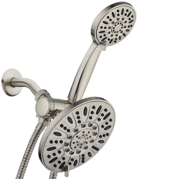 AquaDance® 7228 7" Premium High Pressure 3-Way Rainfall Combo for The Best of Both Worlds – Enjoy Luxurious Rain Showerhead and 6-Setting Hand Held Shower Separately or Together – Brushed Nickel Finish