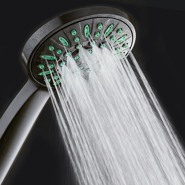 AquaDance® 8316 Antimicrobial/Anti-Clog High-Pressure 6-setting Hand Shower, Nozzle Protection from Growth of Mold, Mildew & Bacteria for Stronger Shower! Oil-Rubbed Bronze Finish/Coral Green Jets