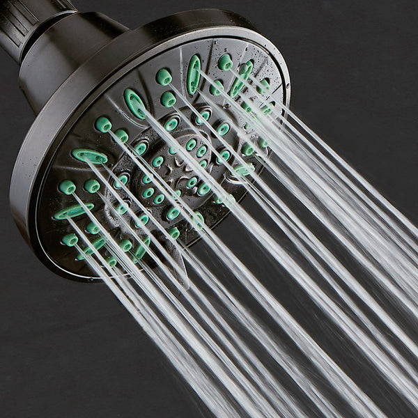 AquaDance® 8305 Antimicrobial/Anti-Clog High-Pressure 6-setting Shower Head, Nozzle Protection from Growth of Mold, Mildew & Bacteria for Stronger Shower! Oil-Rubbed Bronze Finish/Coral Green Jets