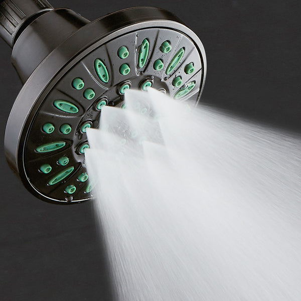 AquaDance® 8305 Antimicrobial/Anti-Clog High-Pressure 6-setting Shower Head, Nozzle Protection from Growth of Mold, Mildew & Bacteria for Stronger Shower! Oil-Rubbed Bronze Finish/Coral Green Jets