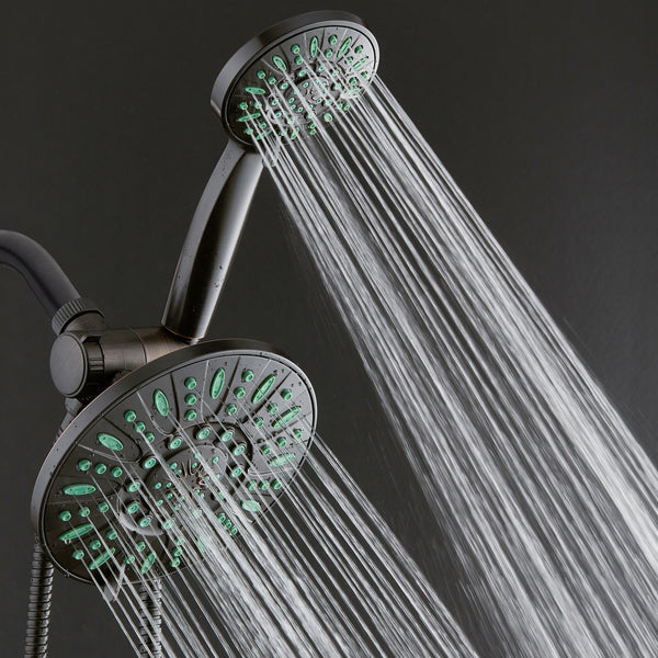 AquaDance® 8328 Antimicrobial/Anti-Clog High-Pressure 30-setting Rainfall Shower Combo, Nozzle Protection from Growth of Mold, Mildew & Bacteria, Oil-Rubbed Bronze Finish/Coral Green Jets